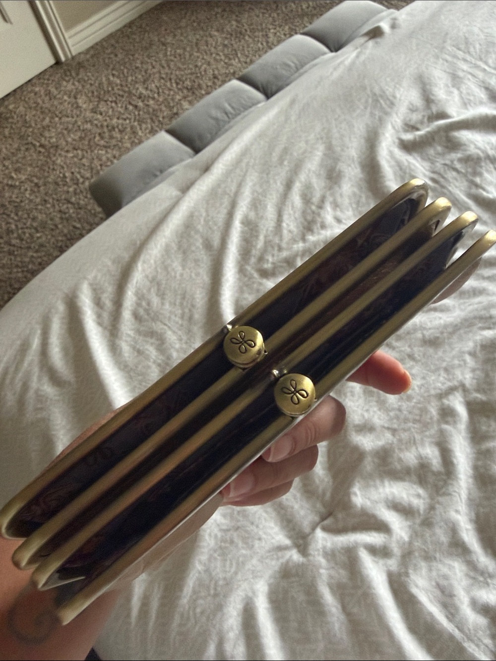 HOBO Gold Metallic Frame Clutch Wallet - Picture 2 of 13